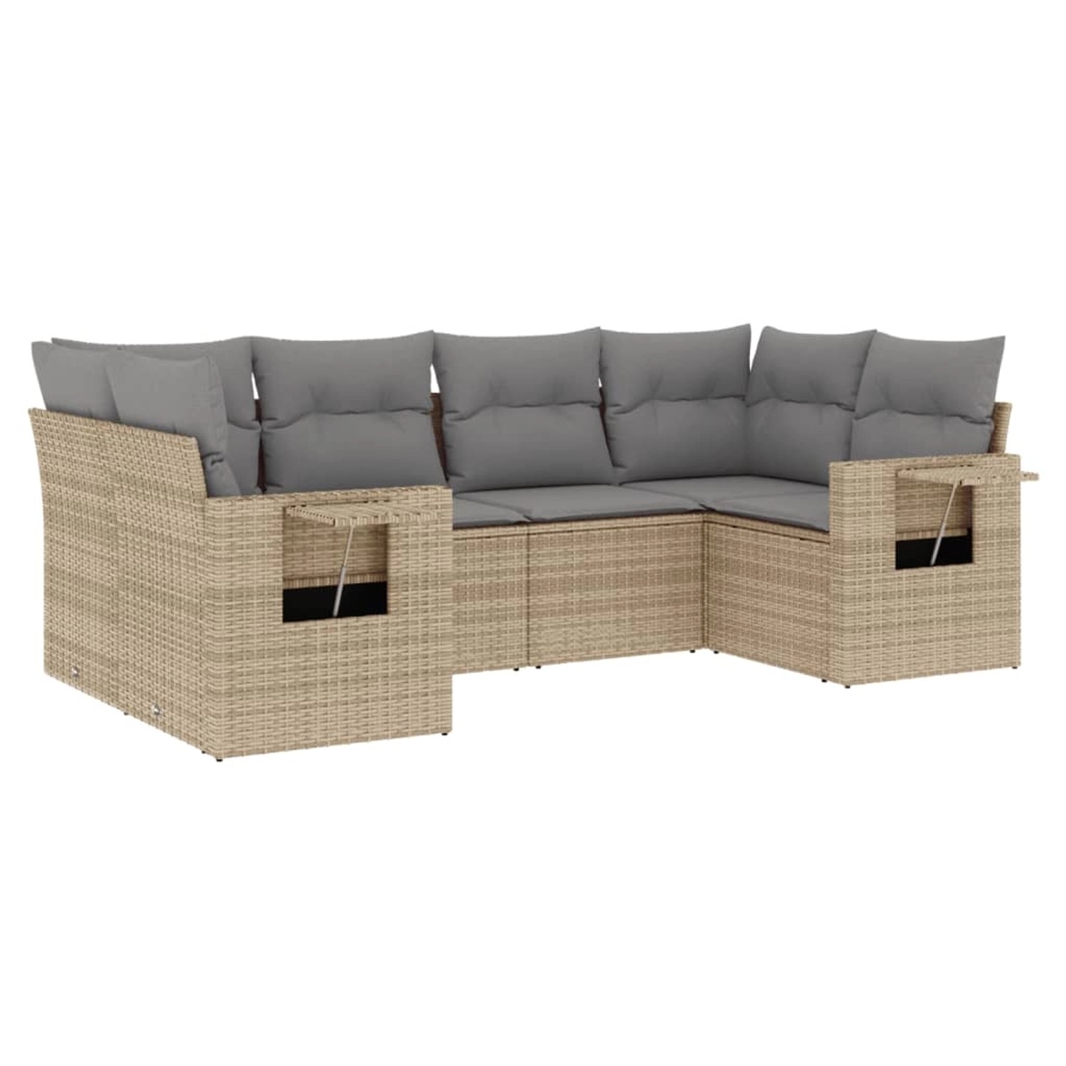 vidaXL 6-Tlg Garten-Sofagarnitur mit Kissen Beige Poly Rattan 3252916 günstig online kaufen
