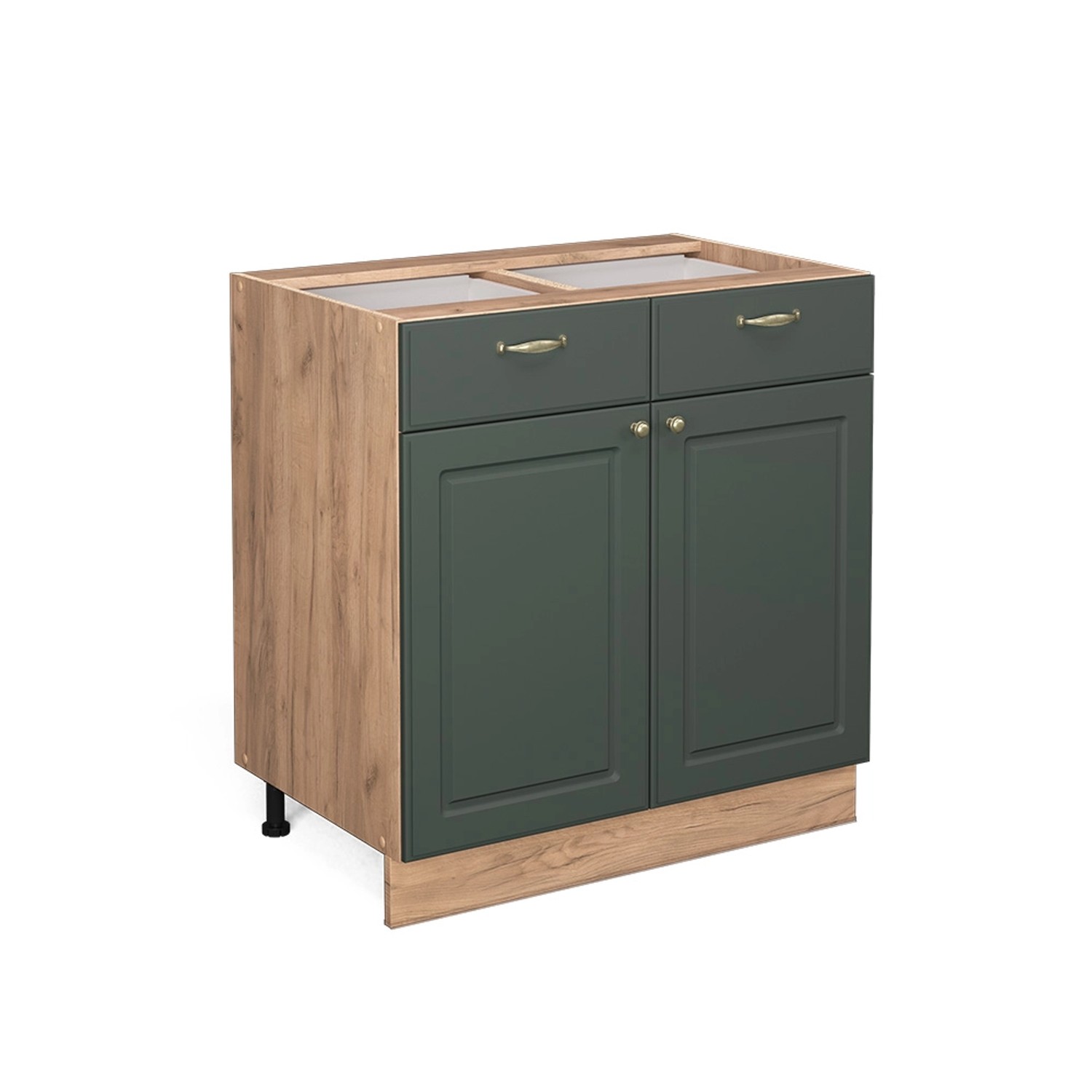 Vicco Küchenunterschrank Fame-Line Grün-Gold Landhaus/Goldkraft Eiche 80 cm günstig online kaufen