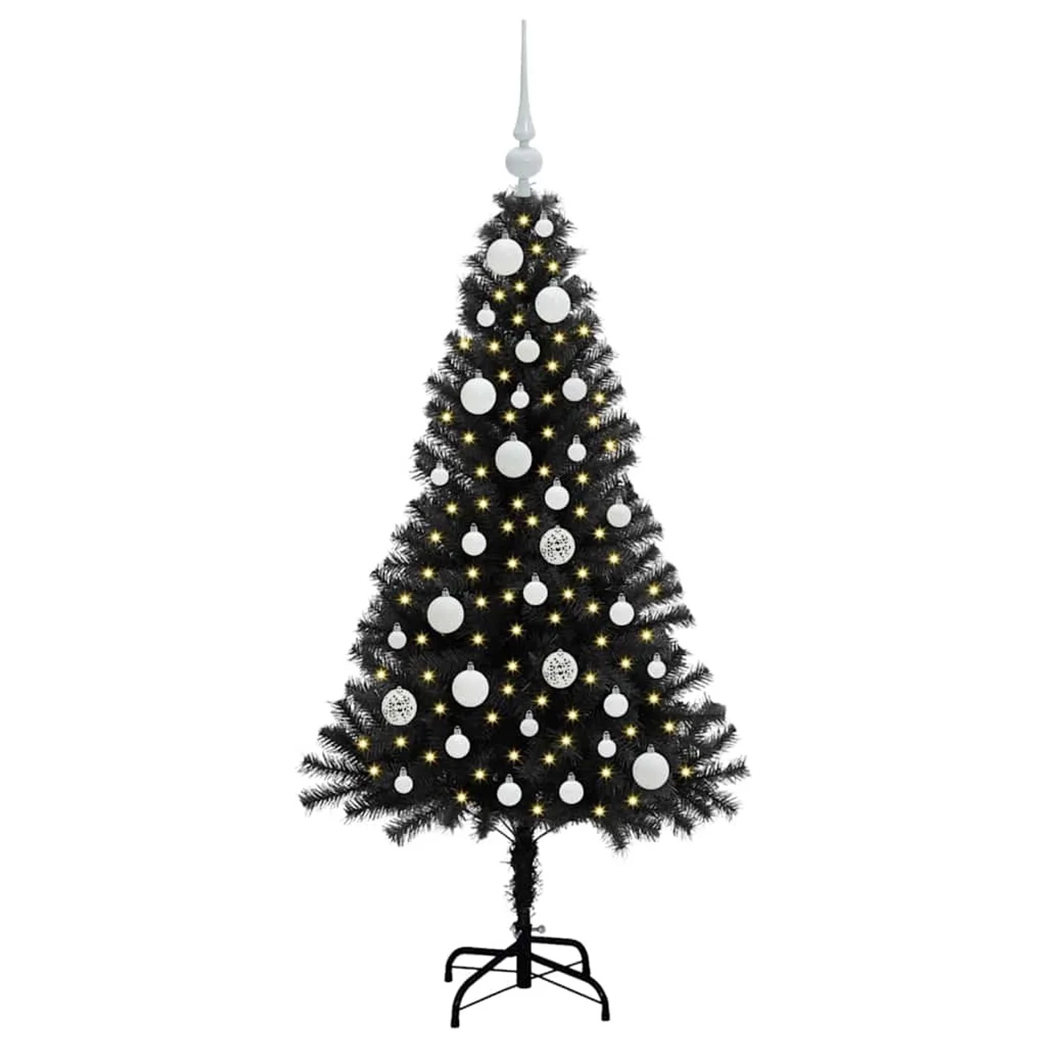 vidaXL Weihnachtsbaum mit 150 LEDs mit Ständer Schwarz 120 cm PVC 3396459