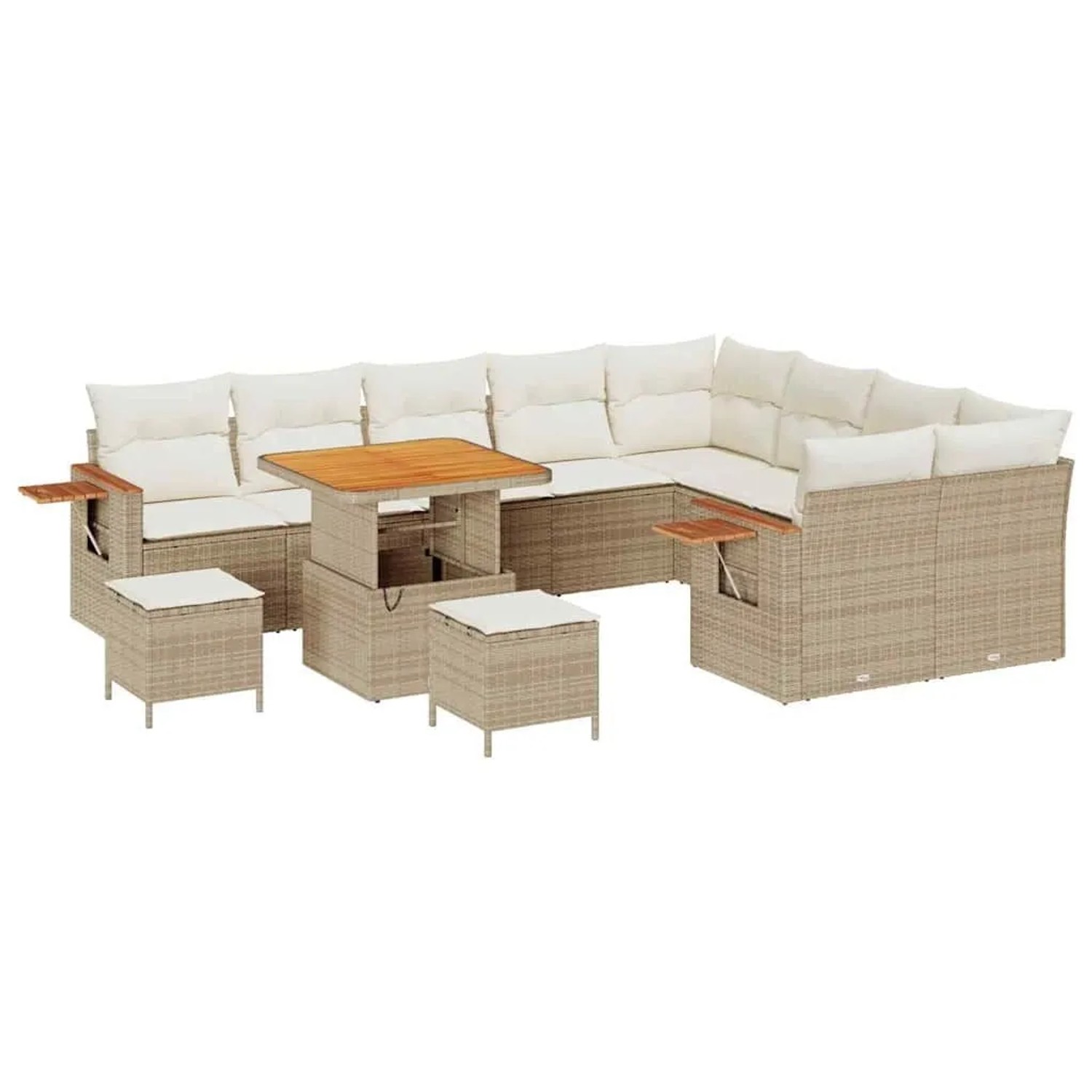 vidaXL Gartensofa-Set mit Kissen 13 Stk Beige und Creme Poly-Rattan 3365161 günstig online kaufen
