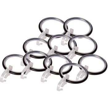 Dekobase Gardinenringe 10 Stück - Edelstahl-Optik Mit Faltenlegehaken