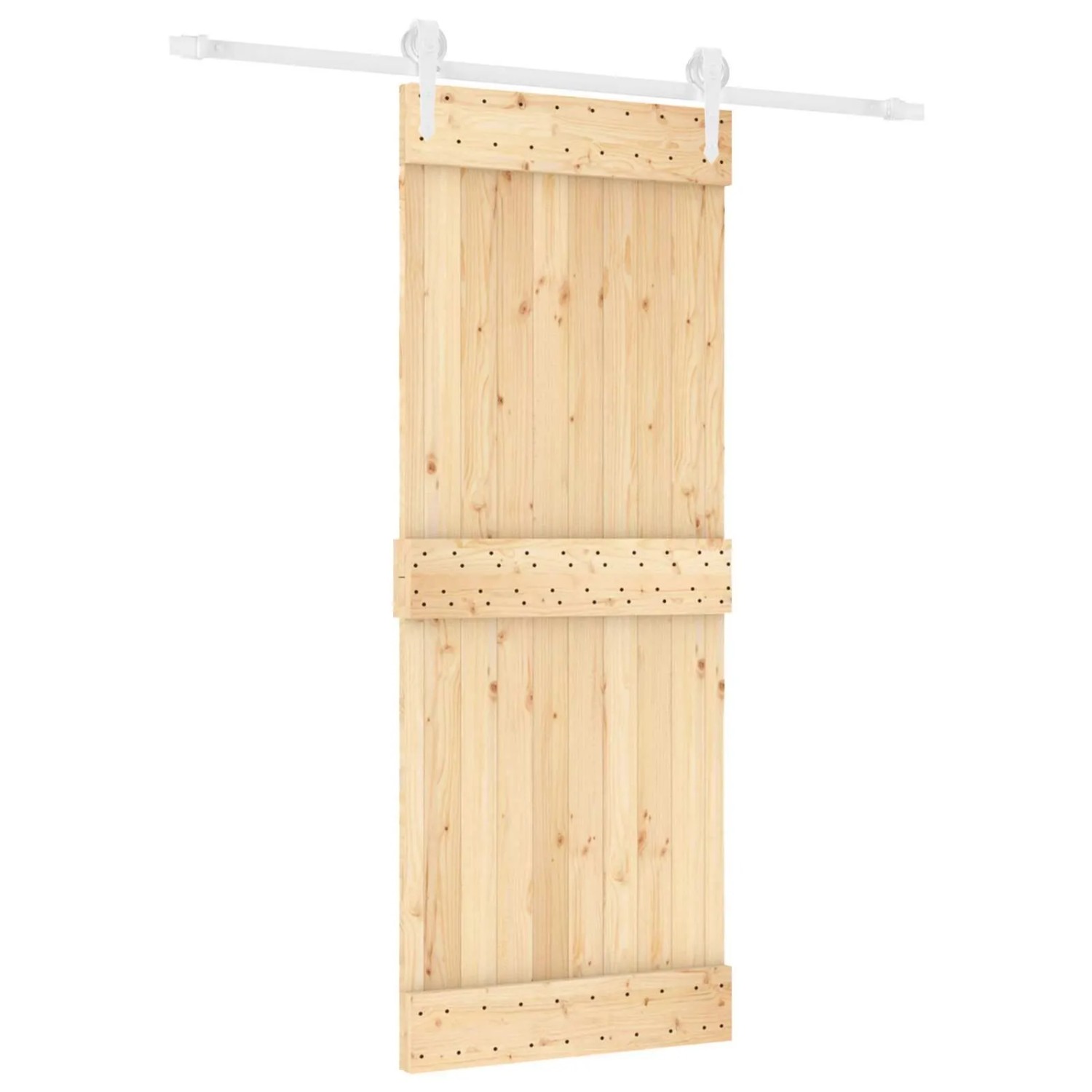 vidaXL Schiebetür Natur und Weiß 80 x 210 cm Massivkiefer 3445138