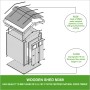Skizze: Timbela Gartenhaus M369+M369G mit Boden, Holz-Gartenhaus Konstruktion mit Dach und Boden