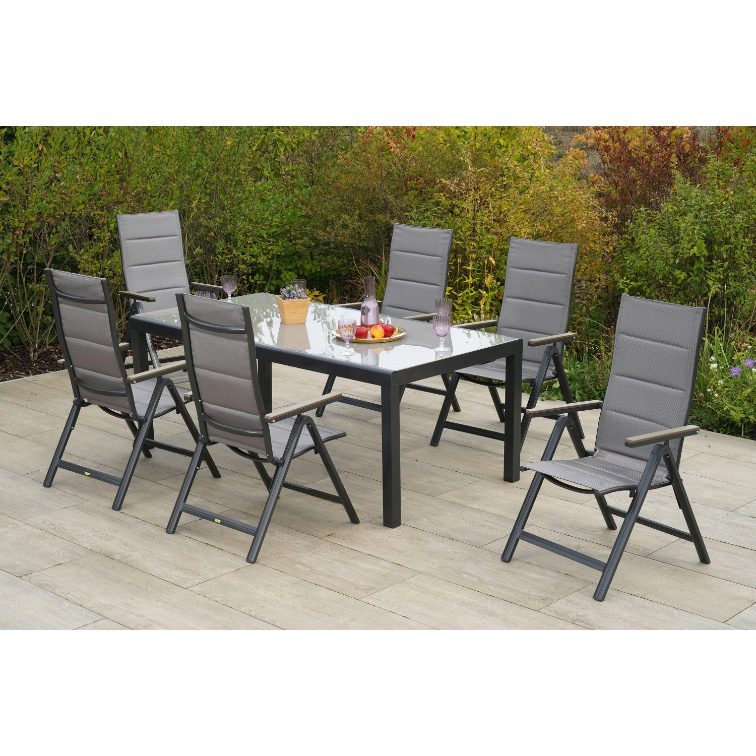 Merxx Trivero Set 7-tlg. 6 Klappsessel Gartentisch 150 x 100 cm günstig online kaufen