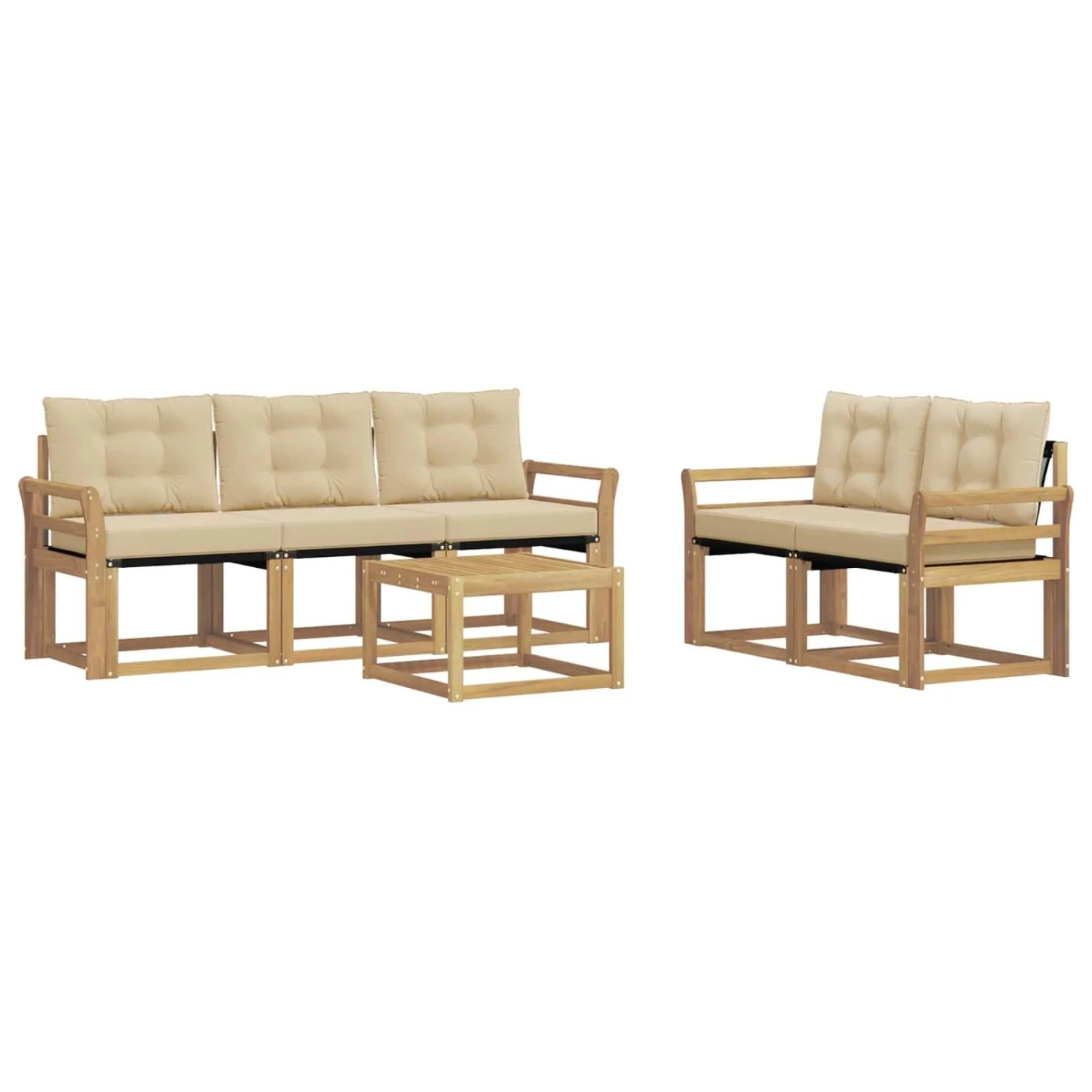 vidaXL Outdoor-Sofagarnitur mit Kissen 6-Tlg Weiß und Beige 3389215
