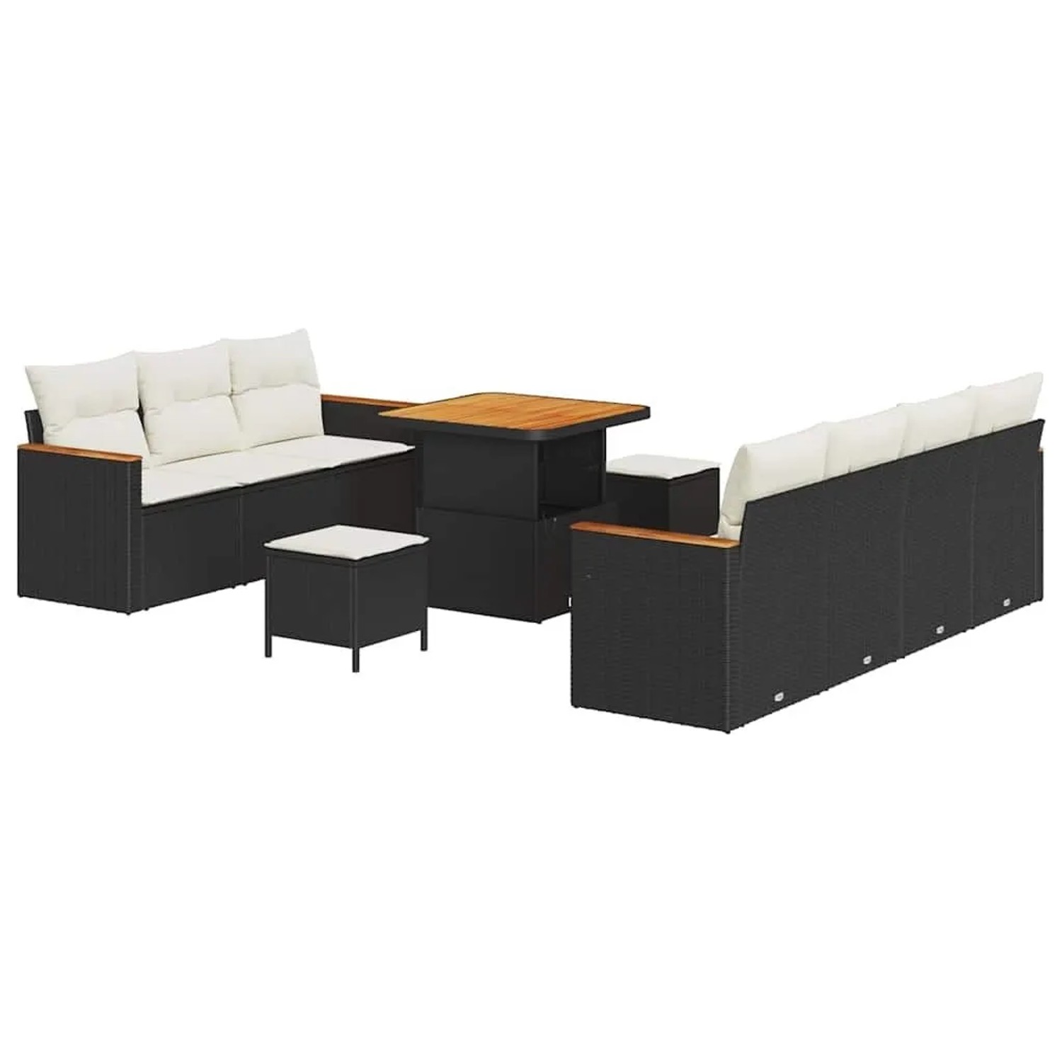 vidaXL Gartensofa-Set mit Kissen 14 Stk Schwarz und Creme Poly-Rattan 33649 günstig online kaufen
