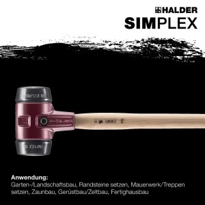 Halder Simplex Vorschlaghammer, Ø 100mm, mit Gummi-Einsätzen und Tempergussgehäuse.