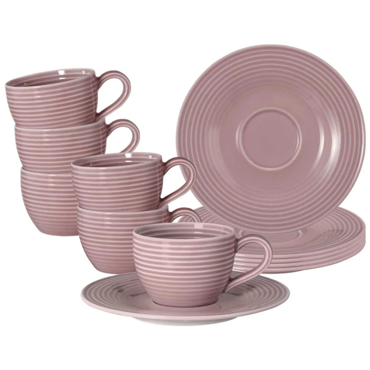 Seltmann Weiden Beat Color Glaze Espressotassen mit Untertassen 6er Set Altrosa