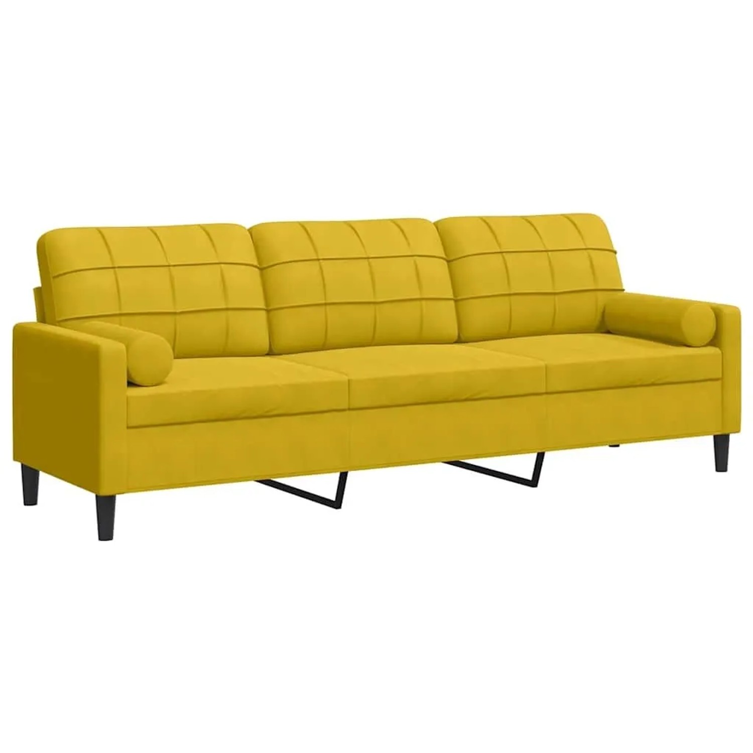 vidaXL Sofa 3-Sitzer mit Zierkissen Gelb 210 cm Samt 3278245