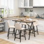 5-teiliges HOMCOM Bartisch-Set in Beige mit Holztischplatte und vier Barhockern mit Rückenlehne.