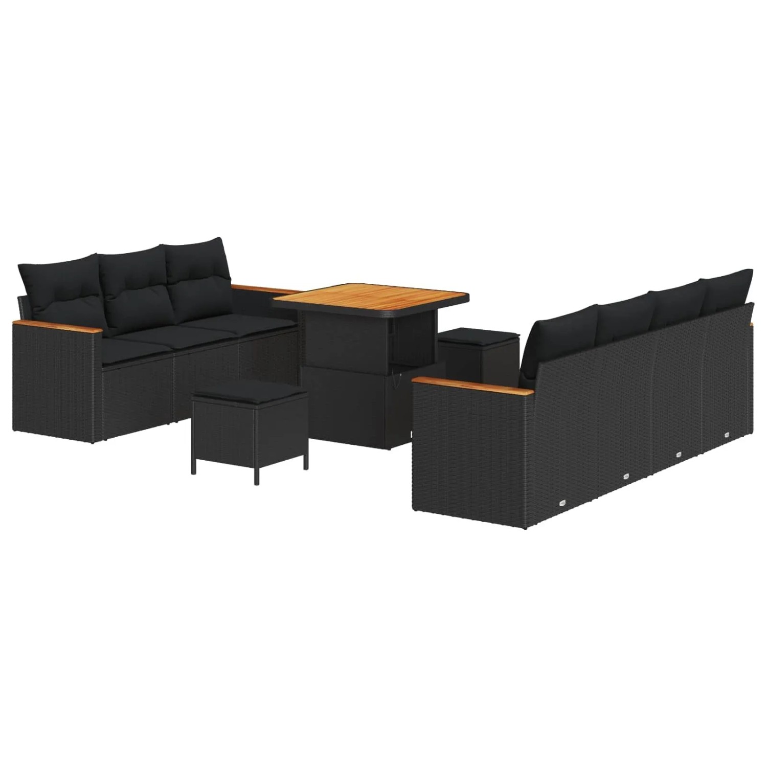 vidaXL Gartensofa-set mit Kissen 14-Tlg Schwarz Poly-Rattan 3364954 günstig online kaufen