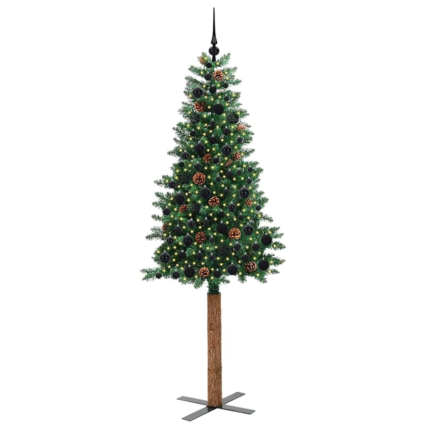 vidaXL Schlanker Weihnachtsbaum mit 300 LEDs mit Ständer Grün 210 cm 3394878