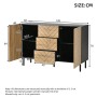 Merax Sideboard 120x40x76 cm mit 3 Schubladen und 2 Türen in Holzoptik und schwarzem Rahmen.