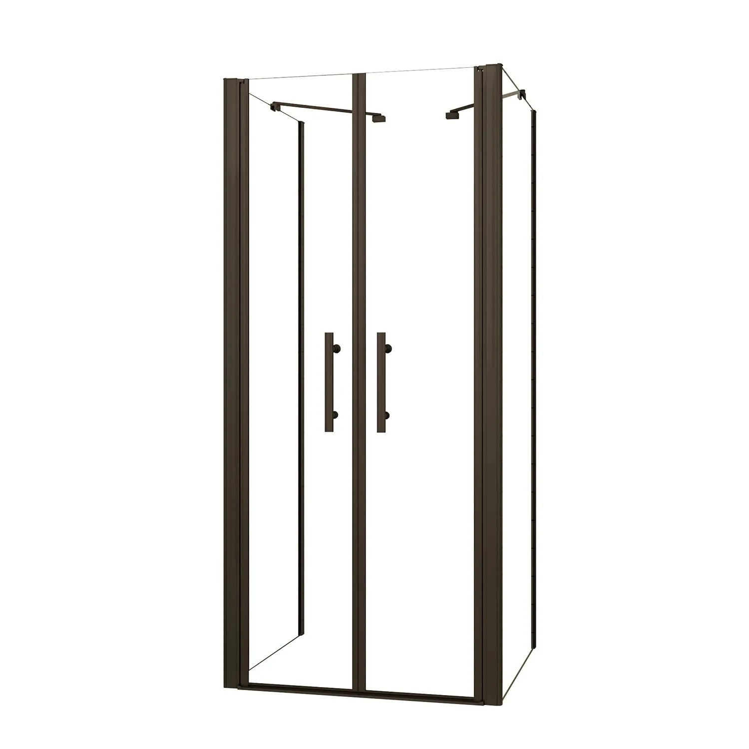 AICA U-Duschkabine 100x195cm Schwarz Pendeltür Duschtür 6mm Nano Glas Dusche mit 80x80x195cm Seitenwand mit 2xStabilisator