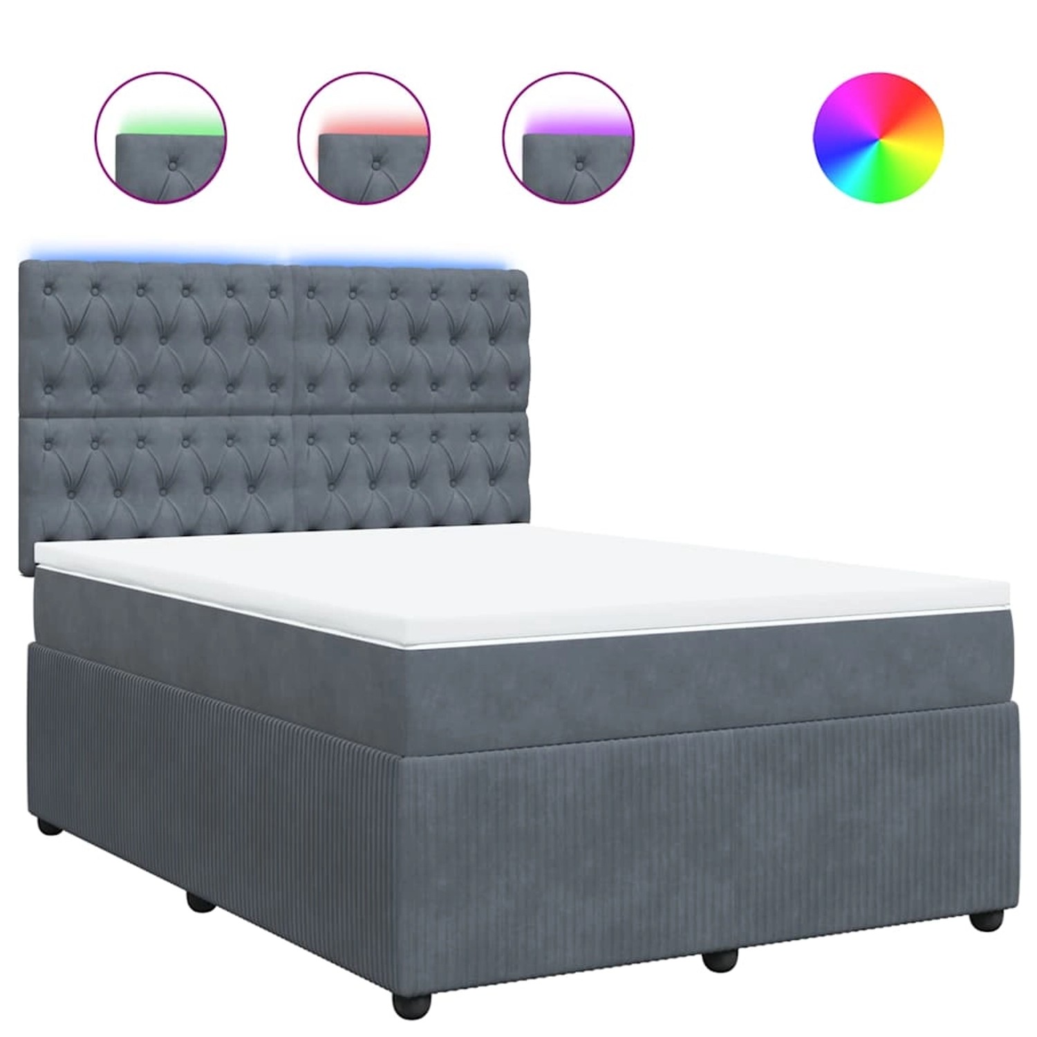 vidaXL Boxspringbett mit Matratze Dunkelgrau 140x190 cm Samt 3294641 günstig online kaufen