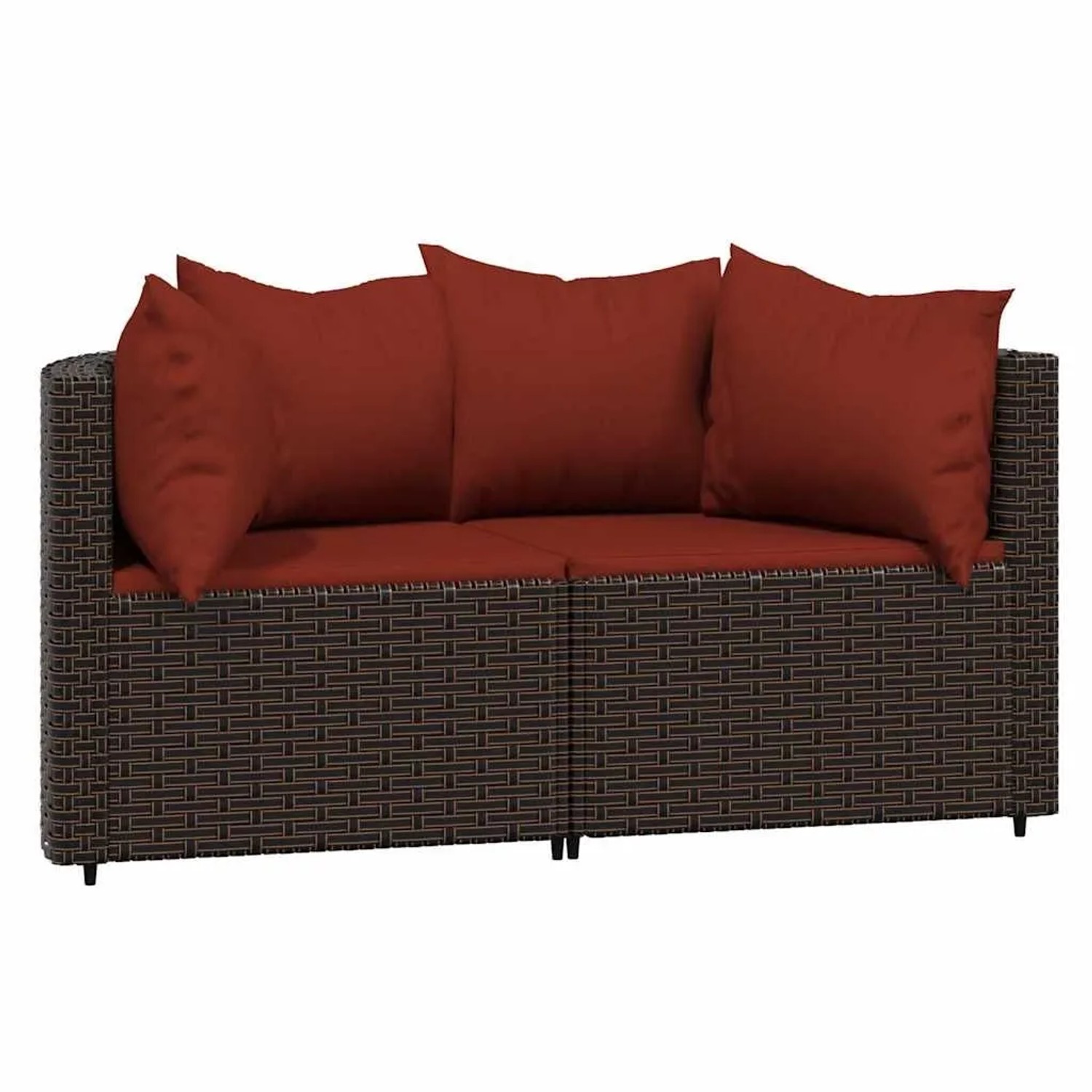 vidaXL Garten-Ecksofas mit Kissen 2 Stk Braun Poly Rattan 319822