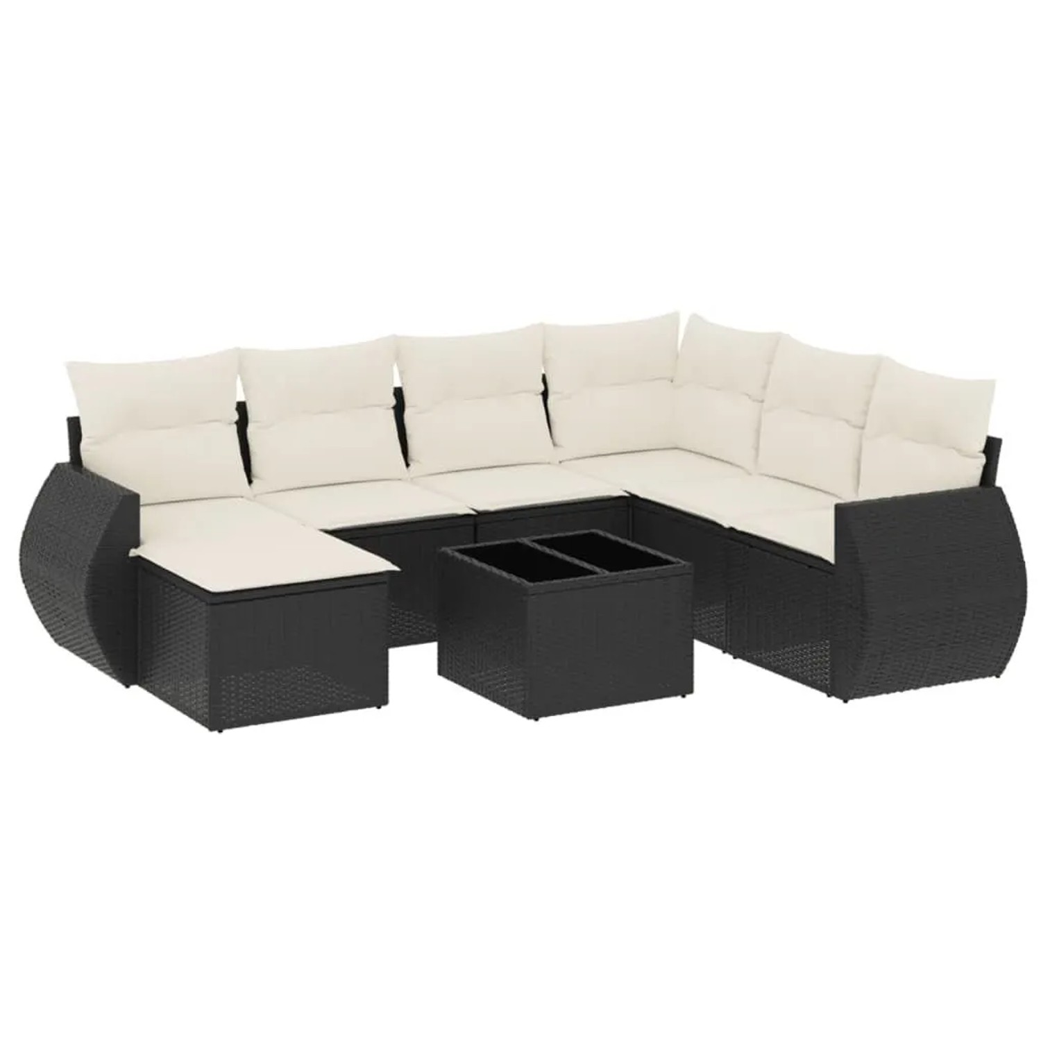 vidaXL 8-Tlg Garten-Sofagarnitur mit Kissen Schwarz Poly Rattan 3221705 günstig online kaufen