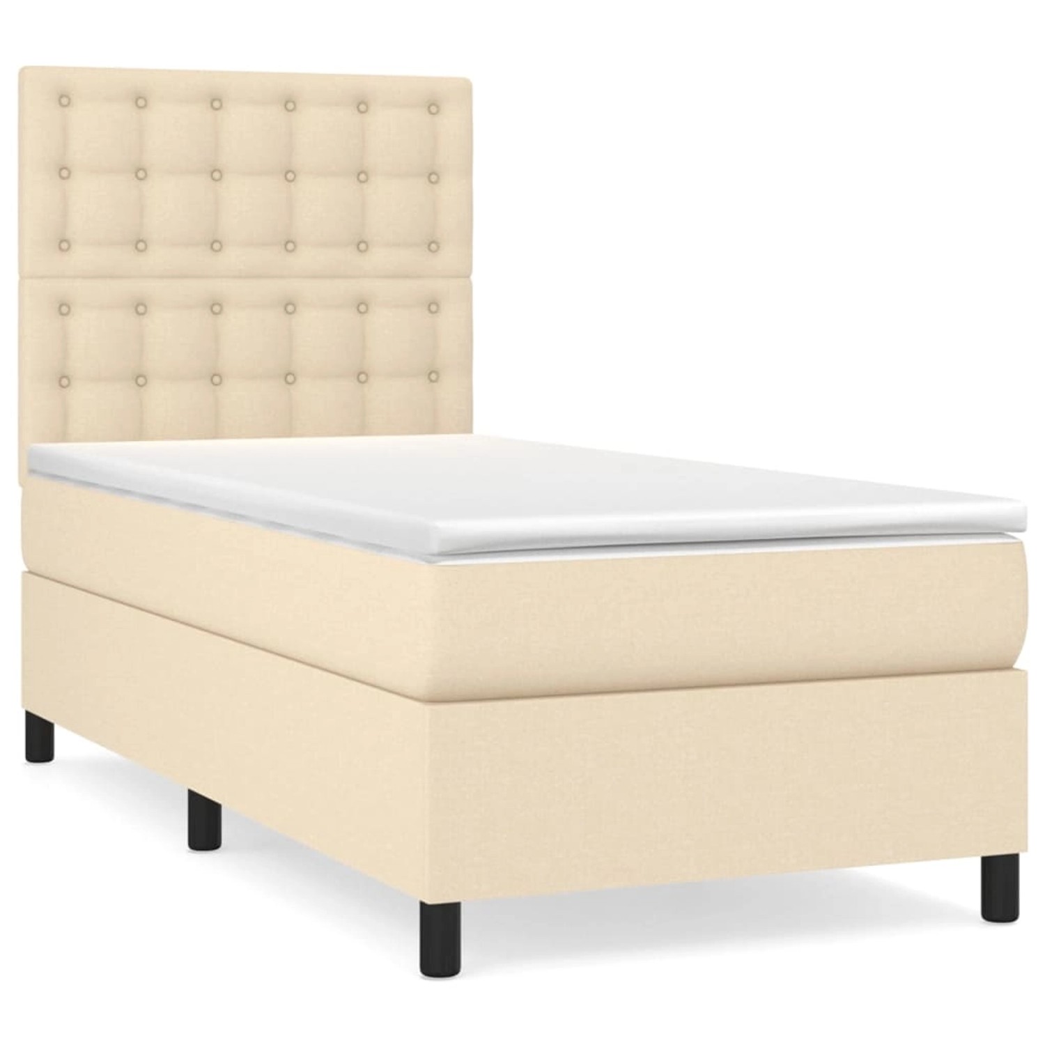 vidaXL Boxspringbett mit Matratze Creme 100x200 cm Stoff1347672