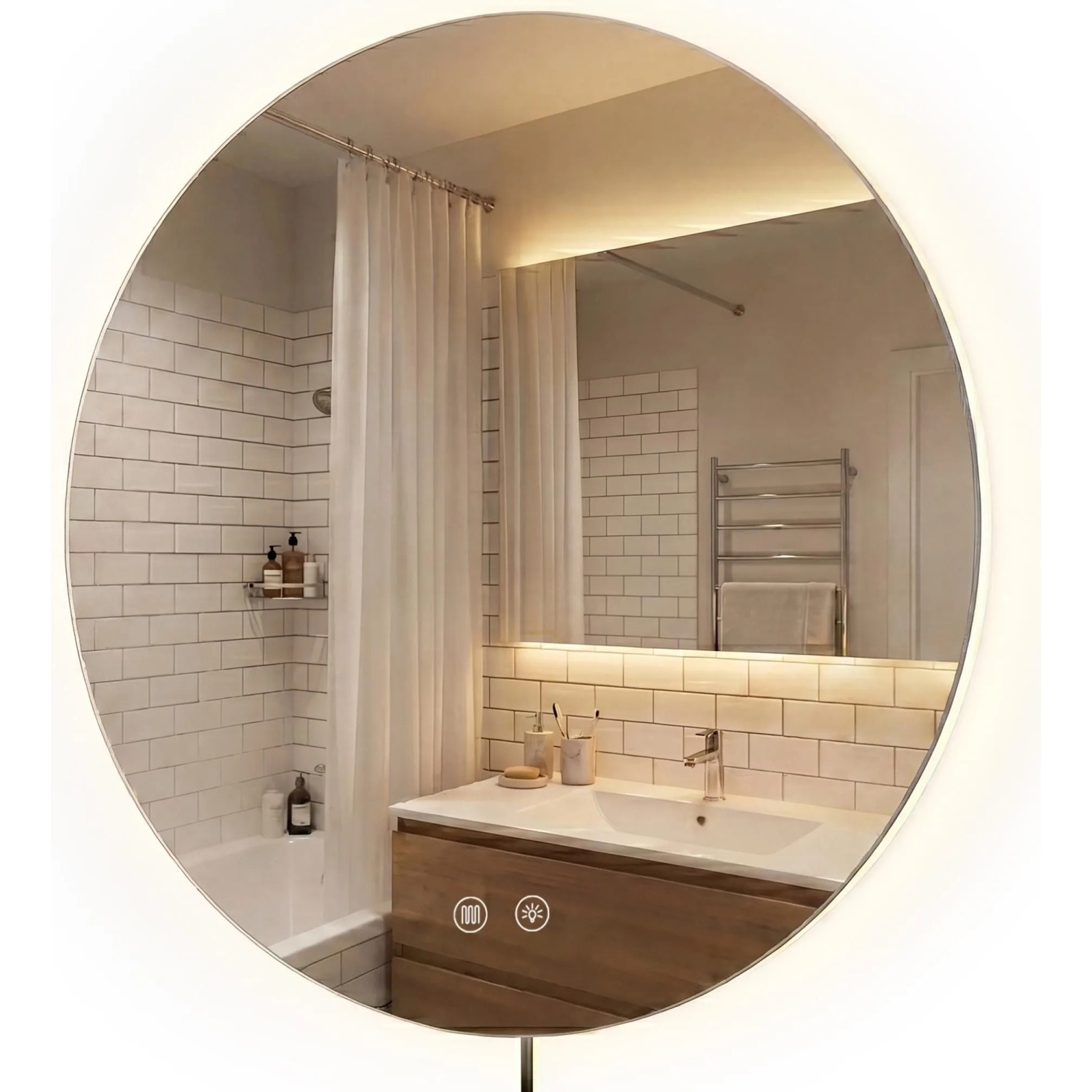 DELUKE Badspiegel GENF 70cm 60x3x60cm Glas Klarglas Badezimmerspiegel Wandspiegel