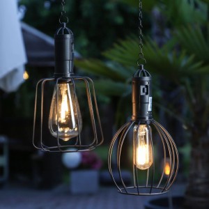 Marelida LED Solar Hängeleuchte Laterne Eckig Industrial Look Gitter Garten Balkon Sensor
