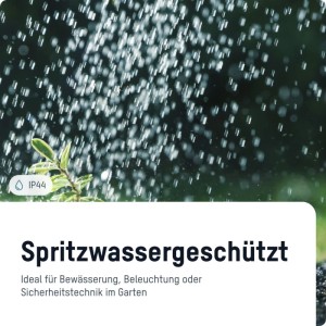 Westfalia Outdoor Zeitschaltuhr mit 2 Steckdosen im Einsatz, spritzwassergeschützt.