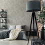 PROFHOME Vliestapete mit floralem Muster in Grau und Beige im Schlafzimmer.