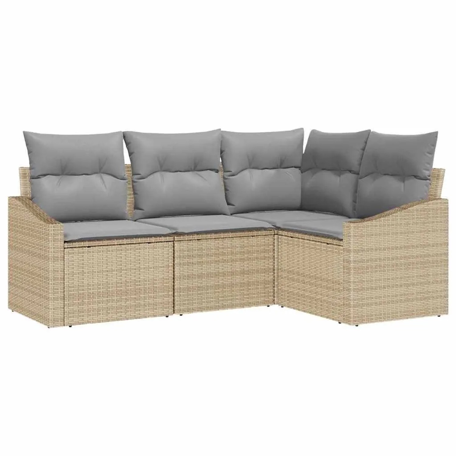 vidaXL Gartensofa-Set mit Kissen 4 Stk Beige und Hellgrau Poly-Rattan 3355369