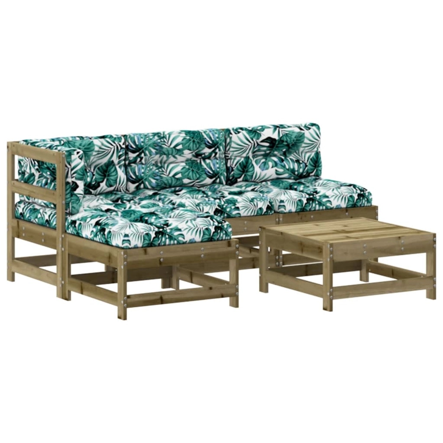 vidaXL 5-Tlg Garten-Lounge-Set mit Kissen Imprägniertes Kiefernholz 3186052