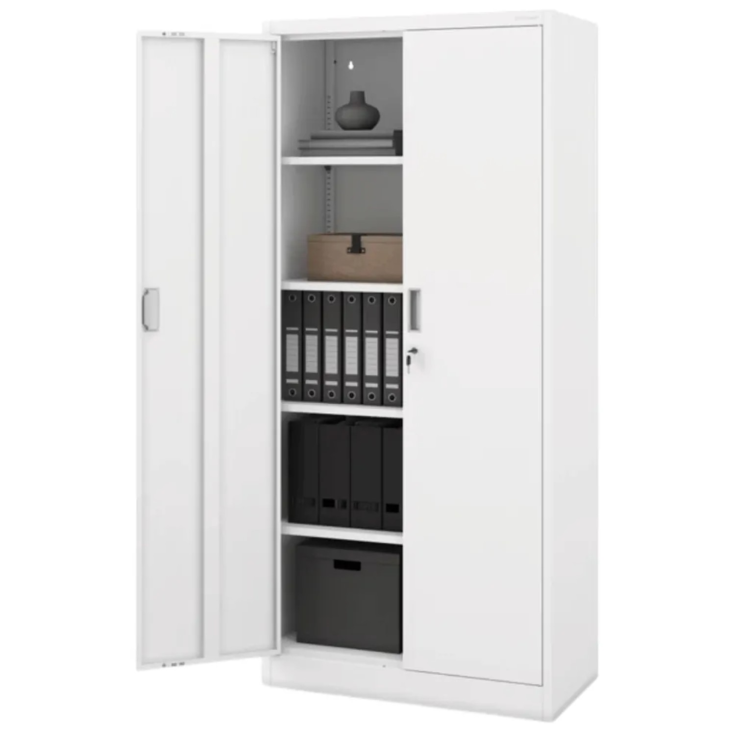 JAN NOWAK Aktenschrank Abschließbar JAN mit Flügeltüren 175 x 80 x 40 cm Weiß