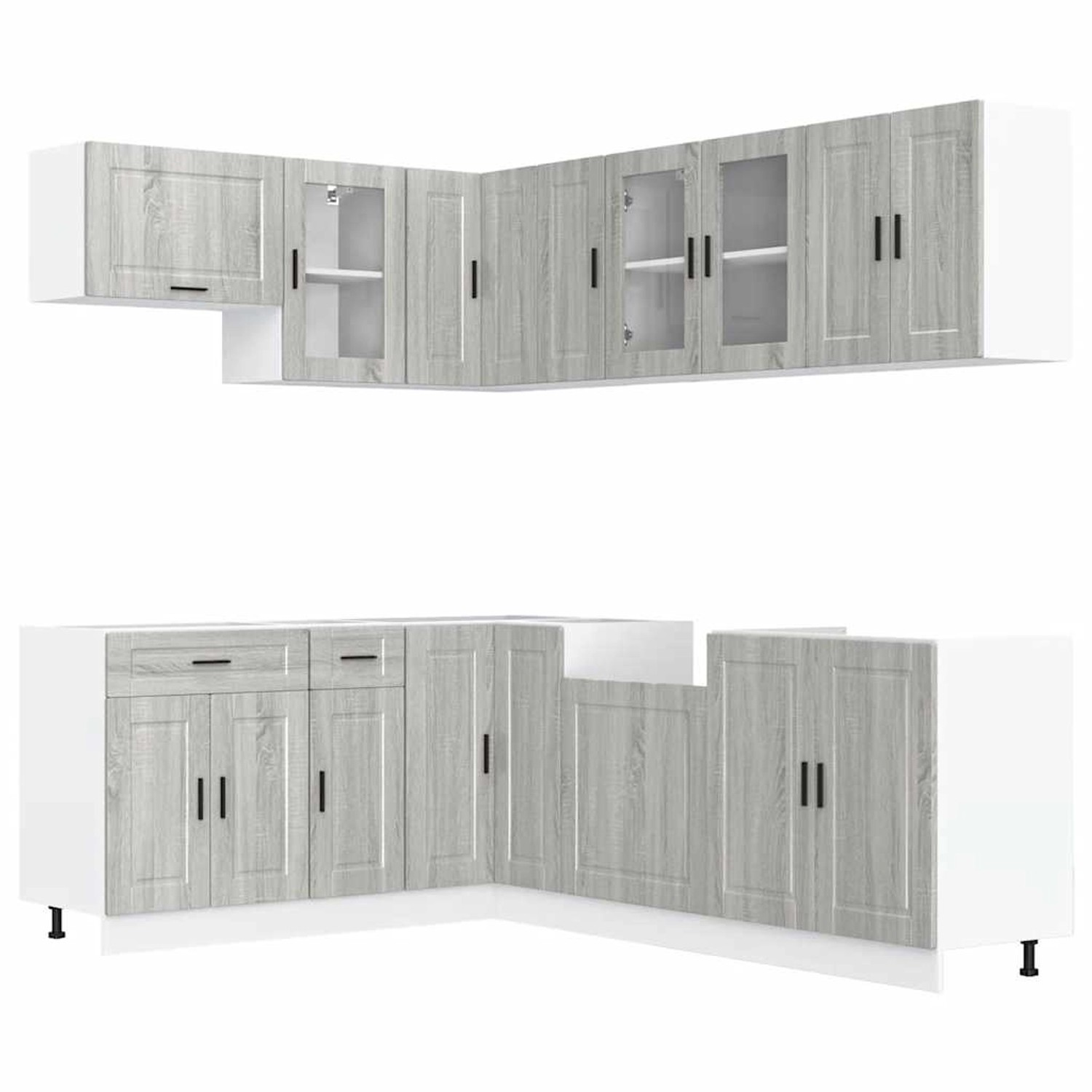 vidaXL 11-Tlg Küchenschrank-Set Porto Grau Sonoma Holzwerkstoff 3314907 günstig online kaufen