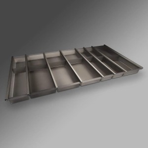 SOTECH Cuisio Besteckeinsatz 1000 mm, transluzent graphitgrau, mit Messerblock für Schubladen.