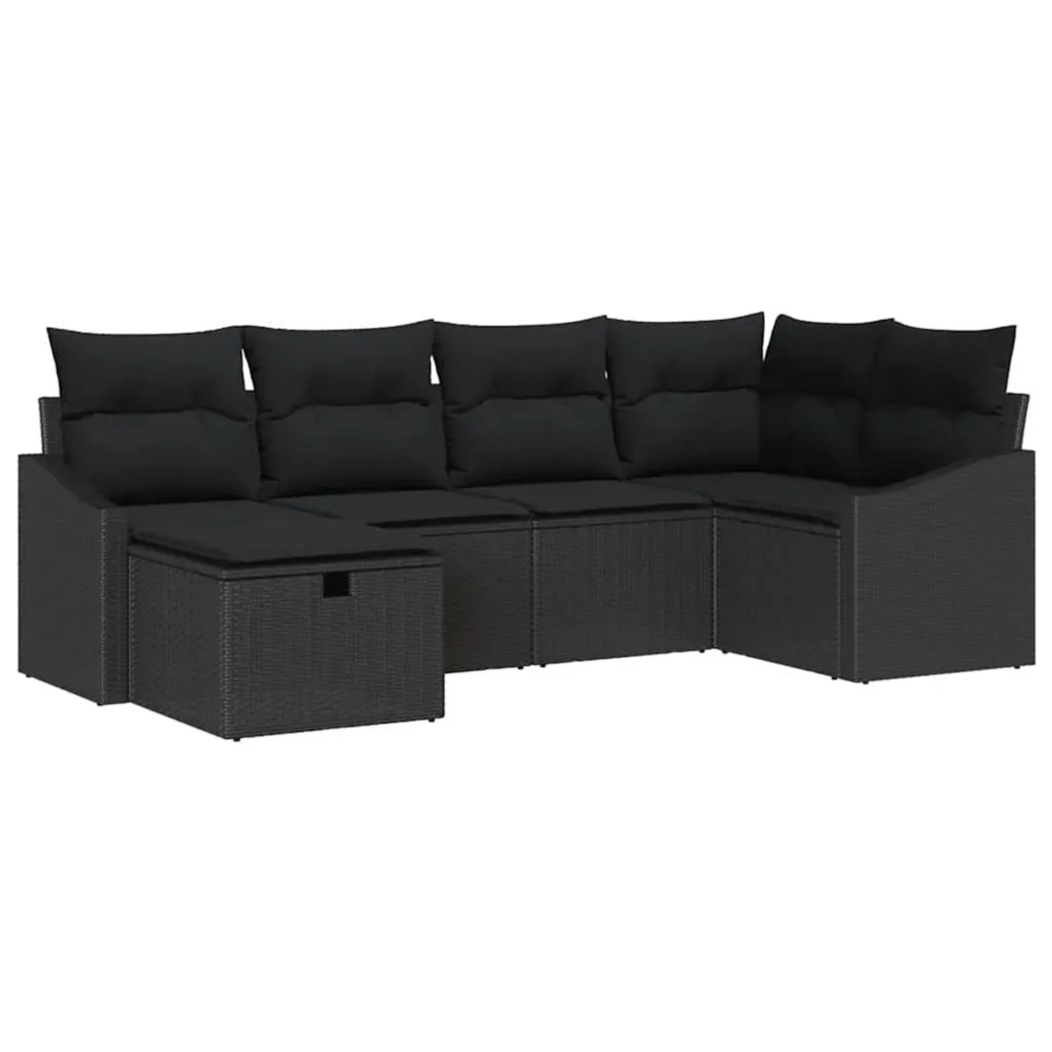 vidaXL Garten-Sofa-Set mit Kissen mit Speicher 6-Tlg Schwarz 3359282