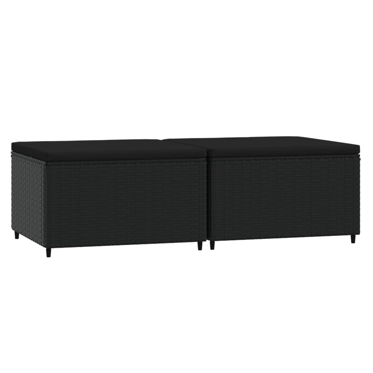 VidaXL Gartenhocker mit Kissen 2 Stk. Schwarz Poly Rattan 1