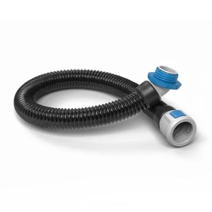 Dräger X-plore 8000 Atemschutzschlauch, schwarz, flexibel, mit blauen Rd40-Anschlüssen für Halb-/Vollmasken.