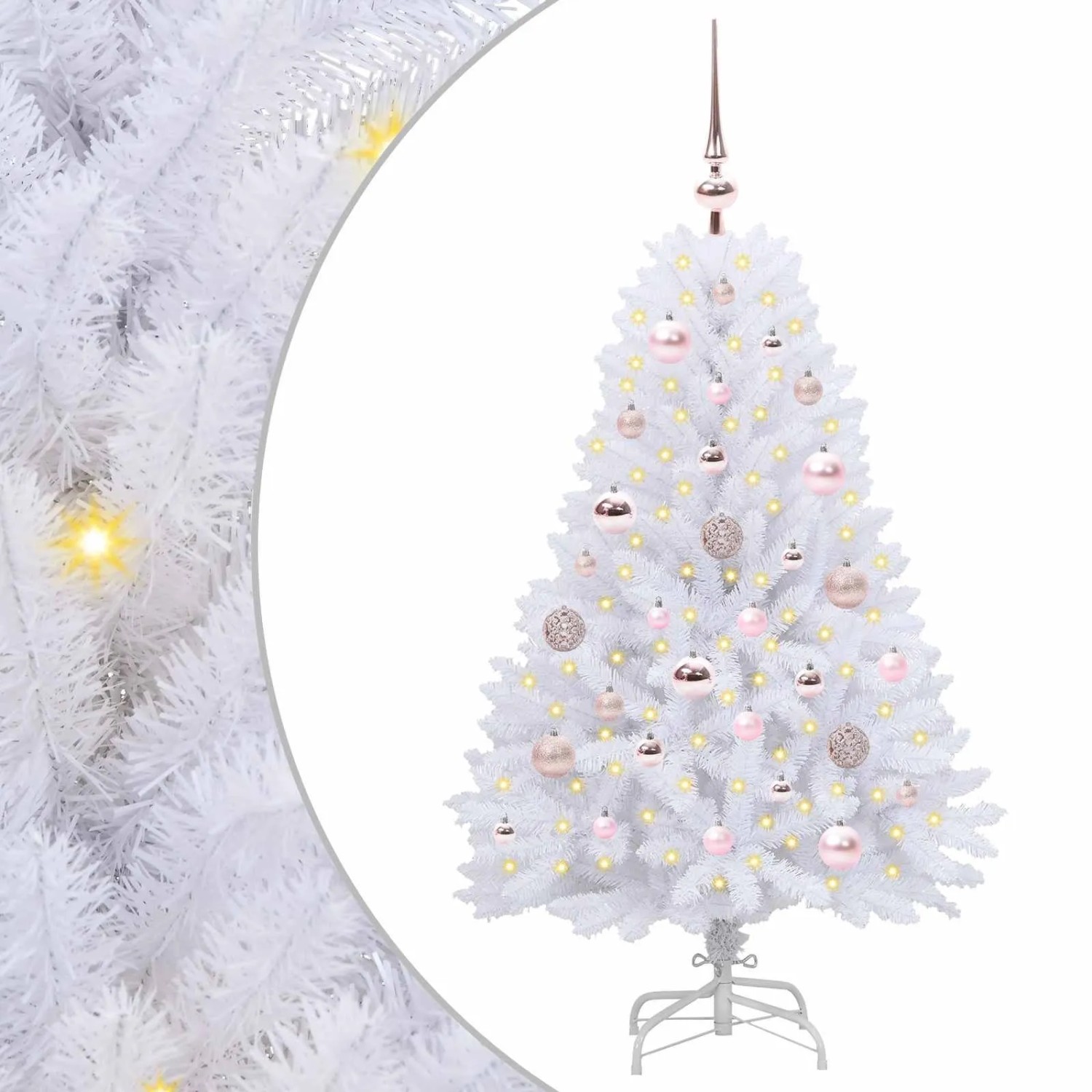 vidaXL Künstlicher Klappbarer Weihnachtsbaum Weiß 120 cm PVC und Stahl 3426578
