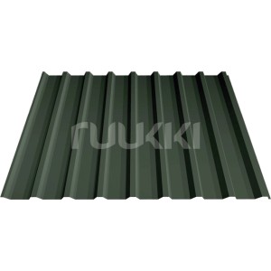 Detailaufnahme des dornengrünen Trapezblechdachs des Holzbrüder Doppelcarports Ralf.
