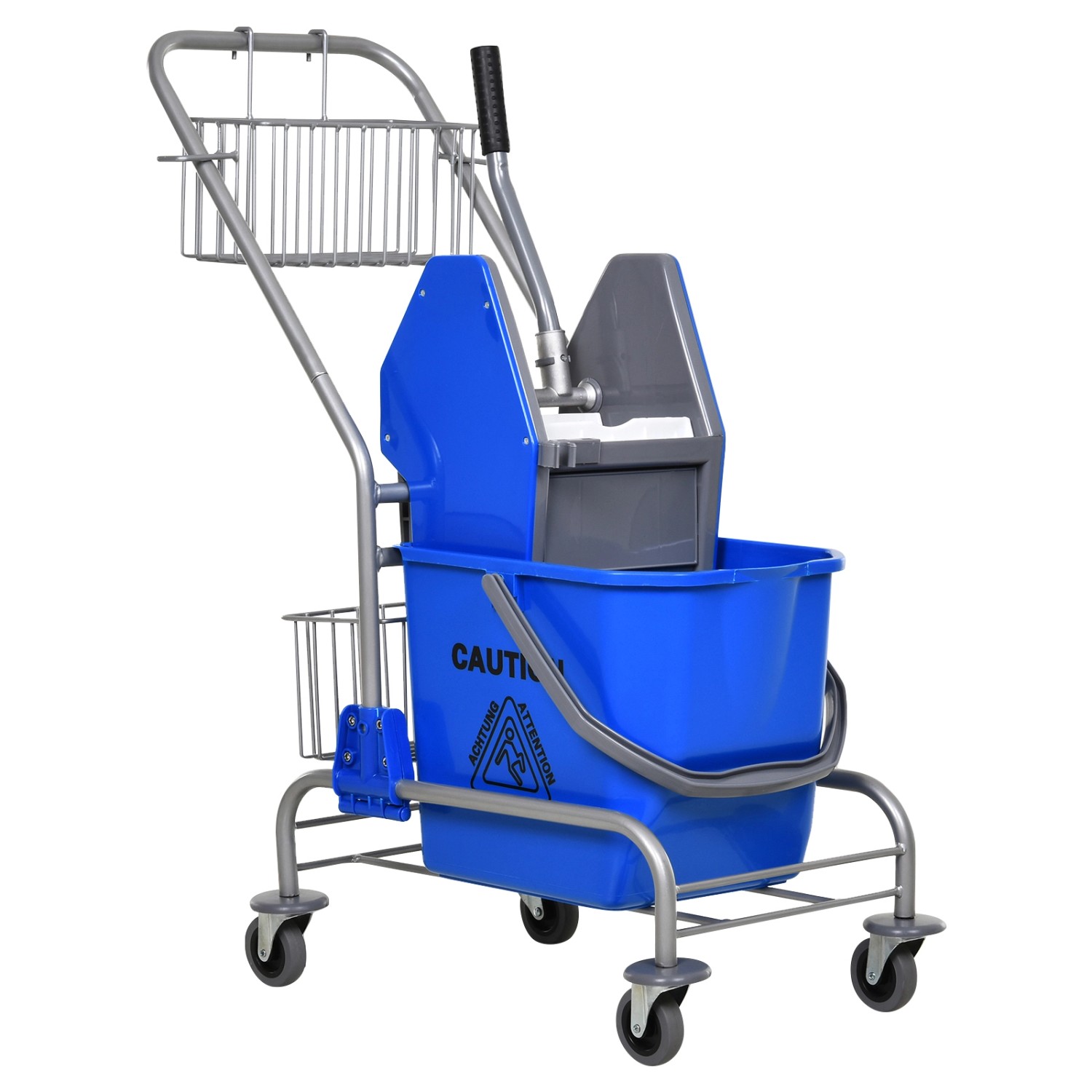 HOMCOM Putzwagen mit Wringer Kunststoff Metall Blau 73L x 45B x 95H cm