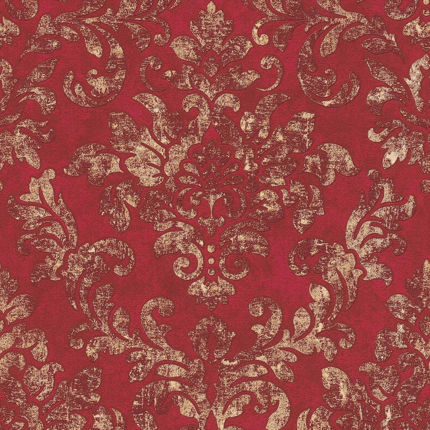 PROFHOME 374131-GU Barock Tapete Used Look dezent schimmernd Rot Gold 0,53 günstig online kaufen