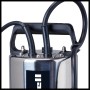 Einhell GC-DP 1135 N Schmutzwasserpumpe aus Edelstahl, Detailansicht von oben mit Tragegriff und Kabel.