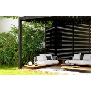 Anthrazitfarbene Leco Lamellenwand (93 cm) als Zubehör für Deluxe Lamellenpergola.