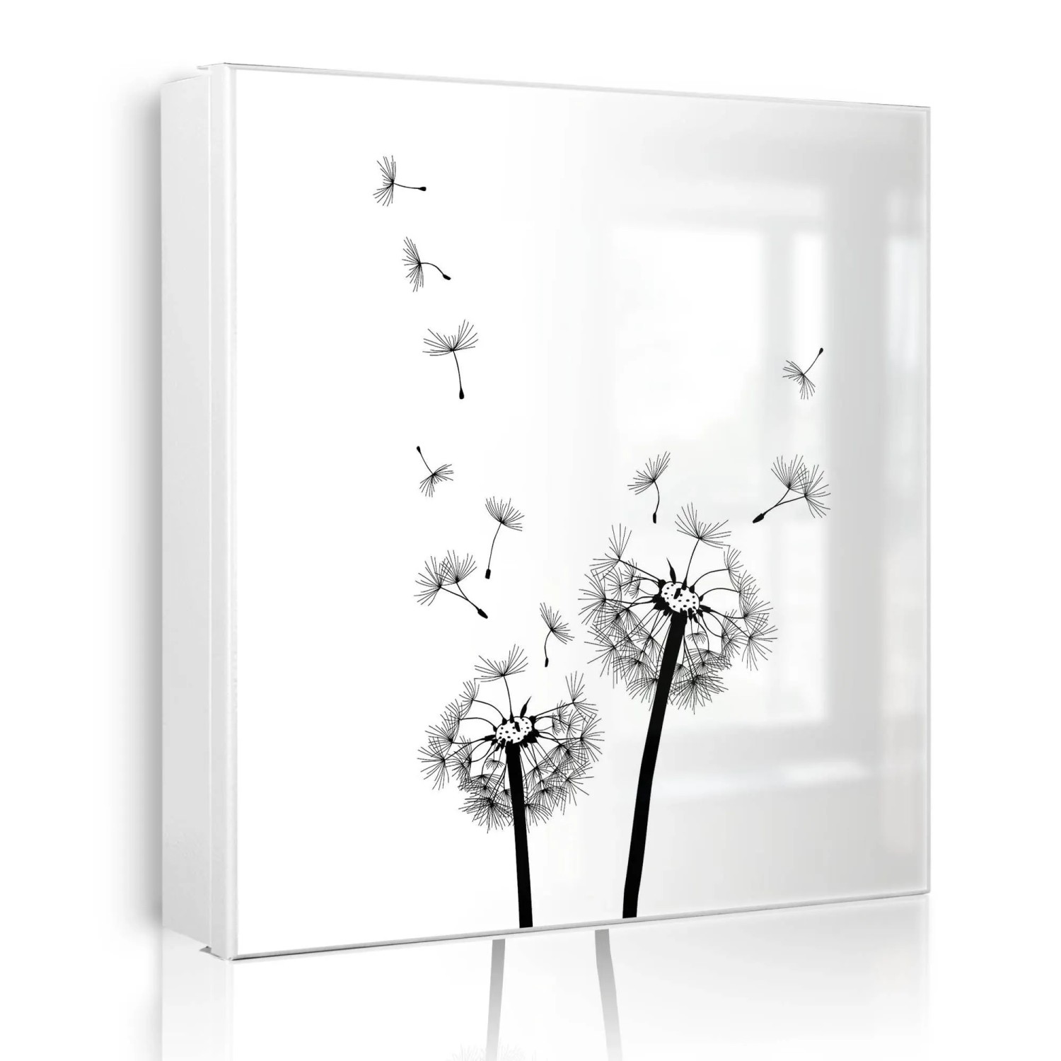 Banjado Großer Schlüsselkasten Metall 30x30cm Weiß Scharnier Links 50 Haken Beschreibbar Magnetisch Motiv Pusteblume 2