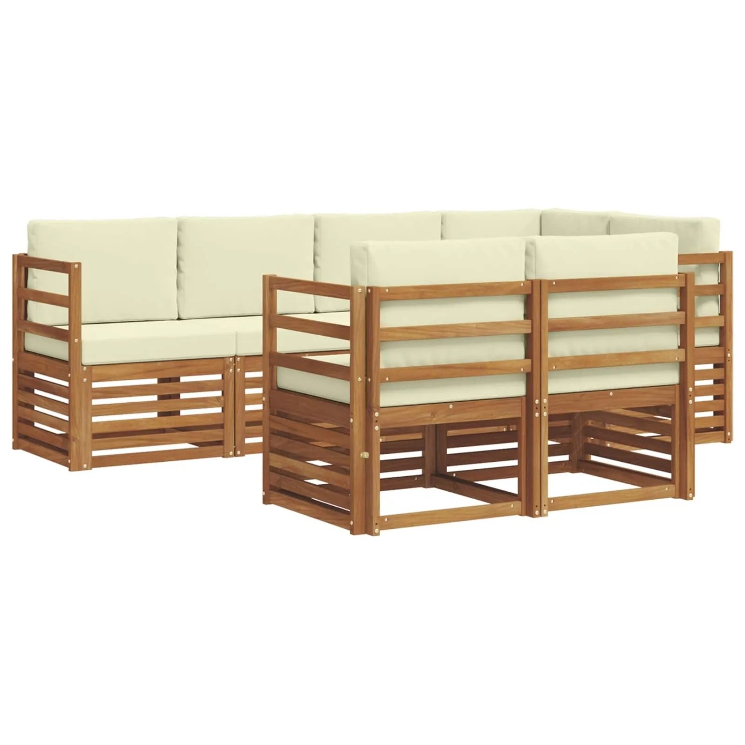 vidaXL Sofagarnituren 7 Tlg Natur und Creme Massivholz Akazie 3374950