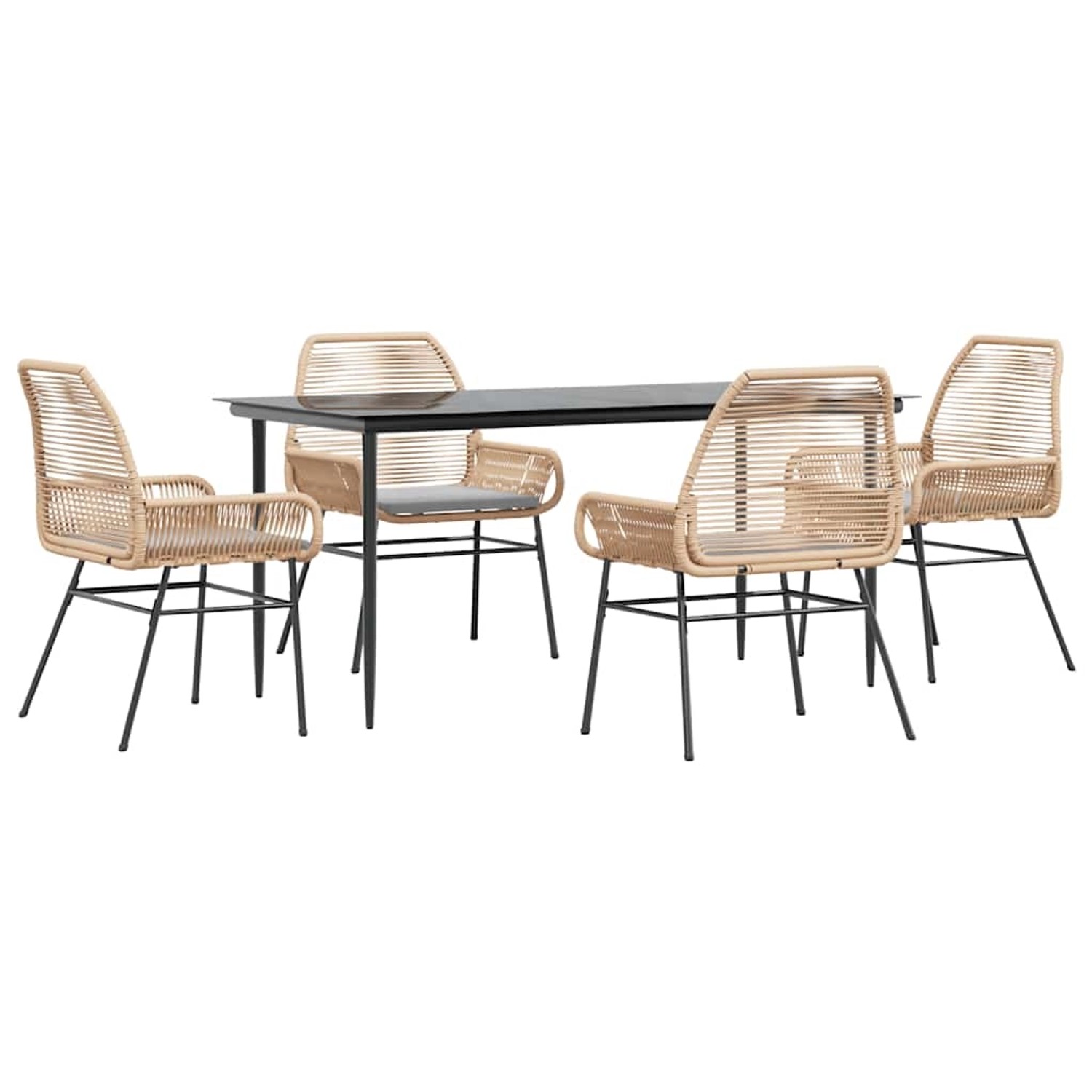 vidaXL 5-Tlg Garten-Essgruppe mit Kissen Braun Poly Rattan Glas 3334474 günstig online kaufen
