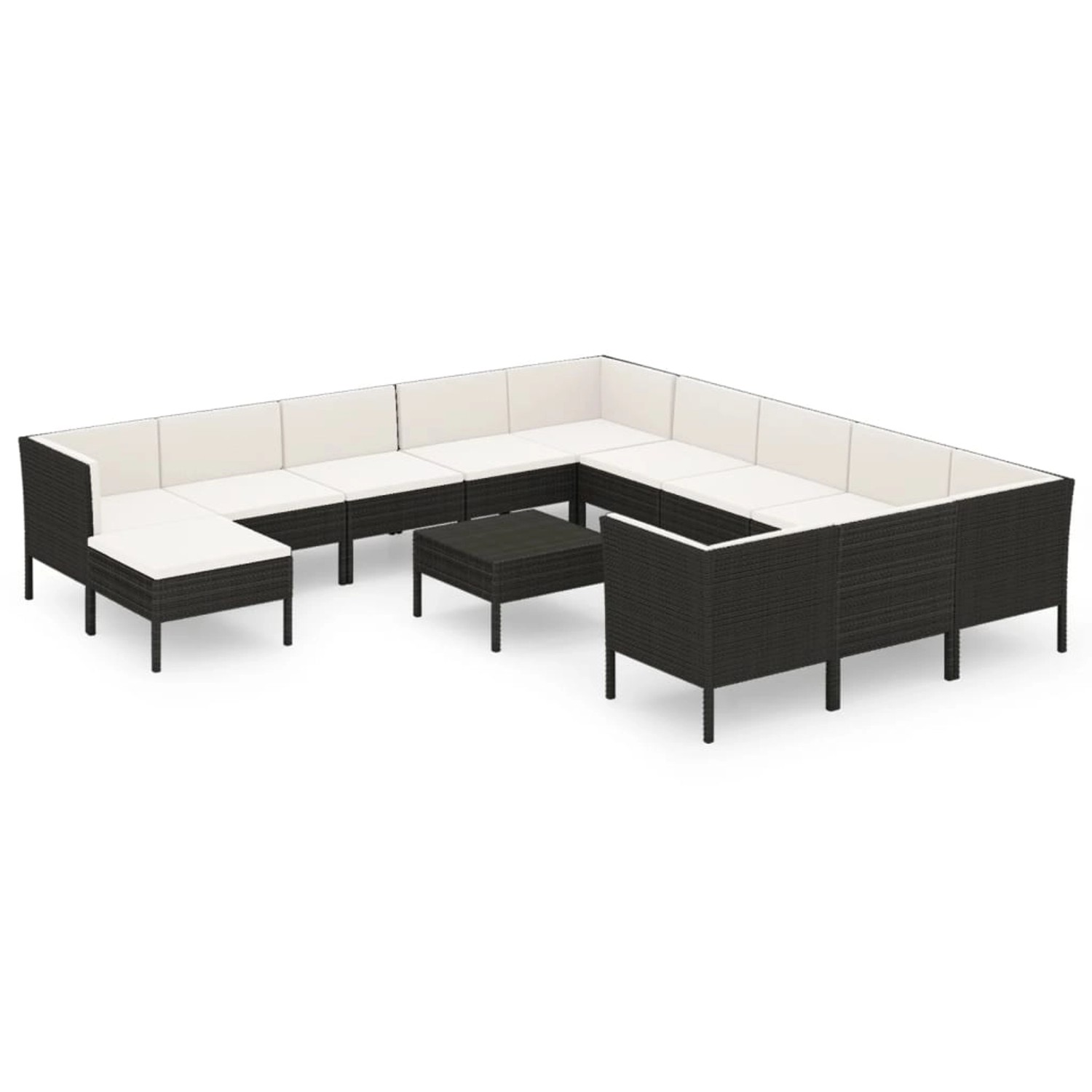 vidaXL 13-tlg Garten-Lounge-Set mit Auflagen Poly Rattan Schwarz Modell 4 günstig online kaufen