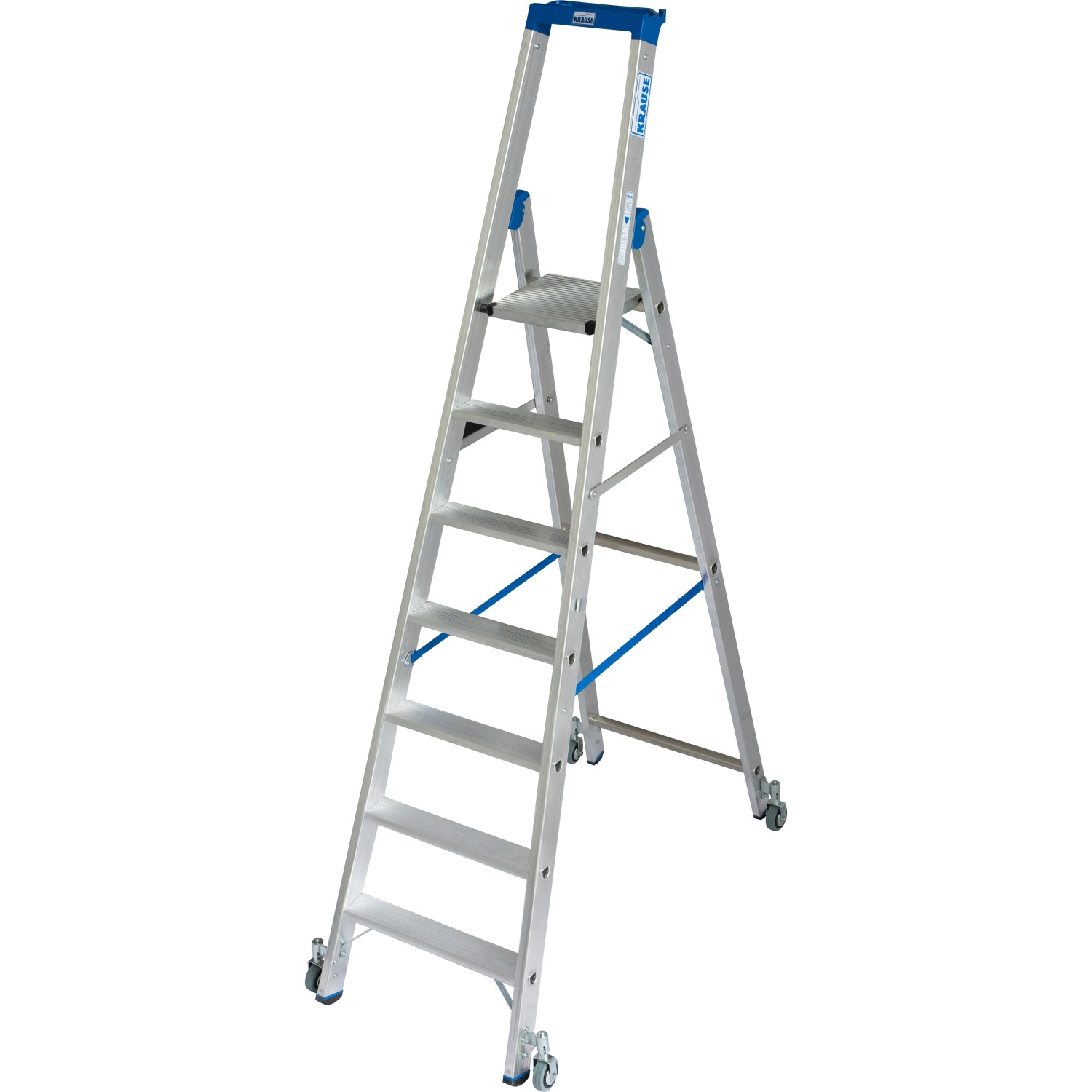 Krause Stehleiter Stabilo 7 Stufen Fahrbar 230 cm x 73 cm x 134 cm günstig online kaufen