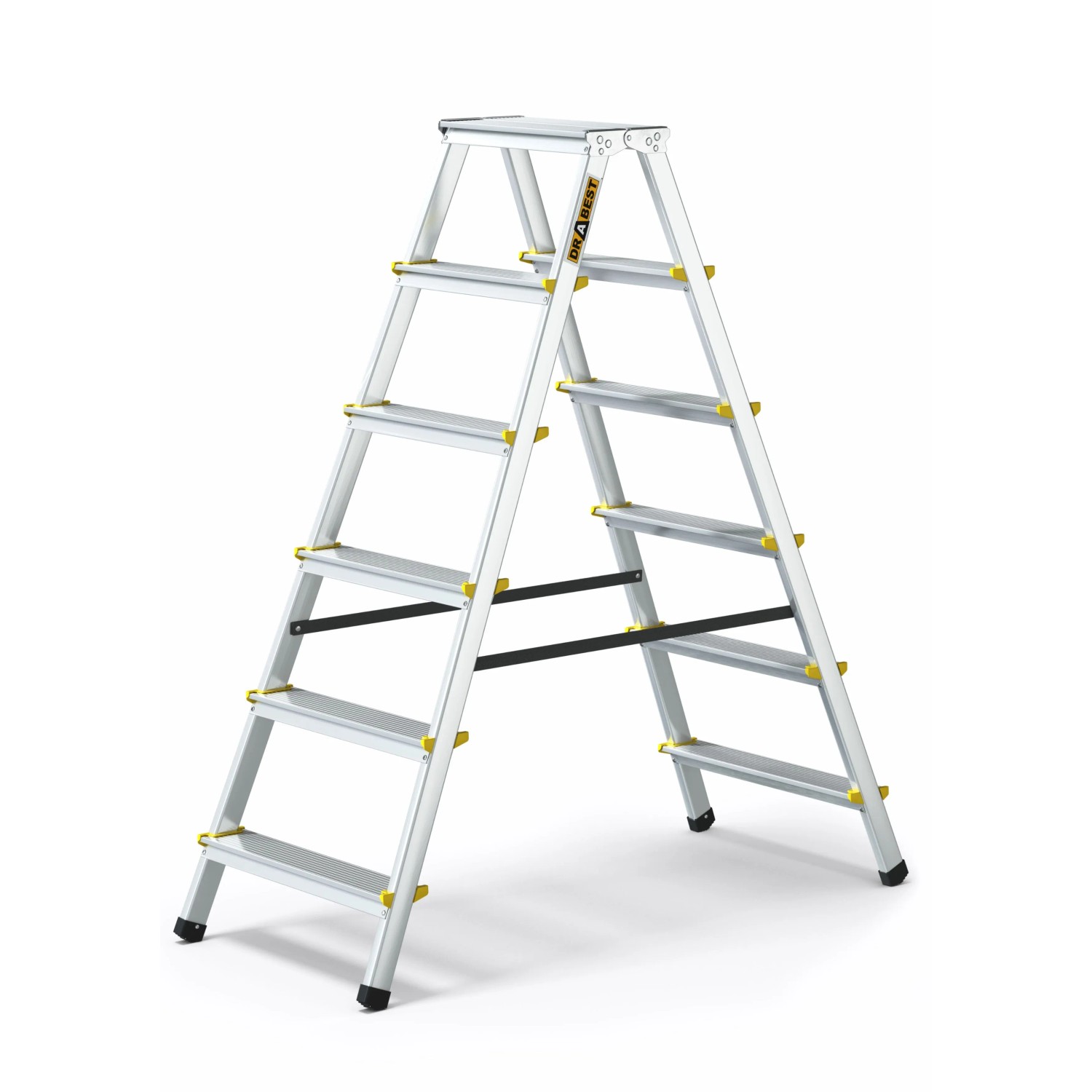 DRABEST Profi Aluminiumleiter Mit 2x6 Stufen Beidseitig Begehbar 150 KG