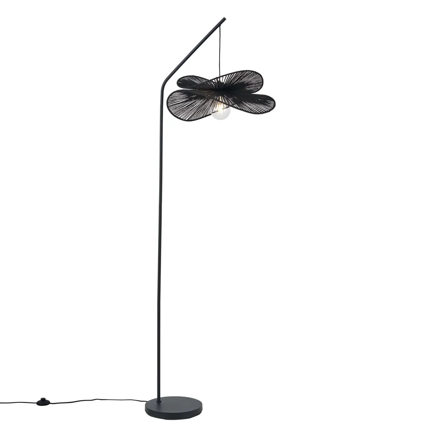 QAZQA Art Deco Stehleuchte Schwarz mit Schwarzem Schirm Nest