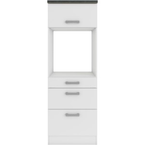 OPTIFIT Oslo214 Geräteumbauschrank, 60 cm, Feinstruktur Weiß, mit Schubladen und Backofenfach.