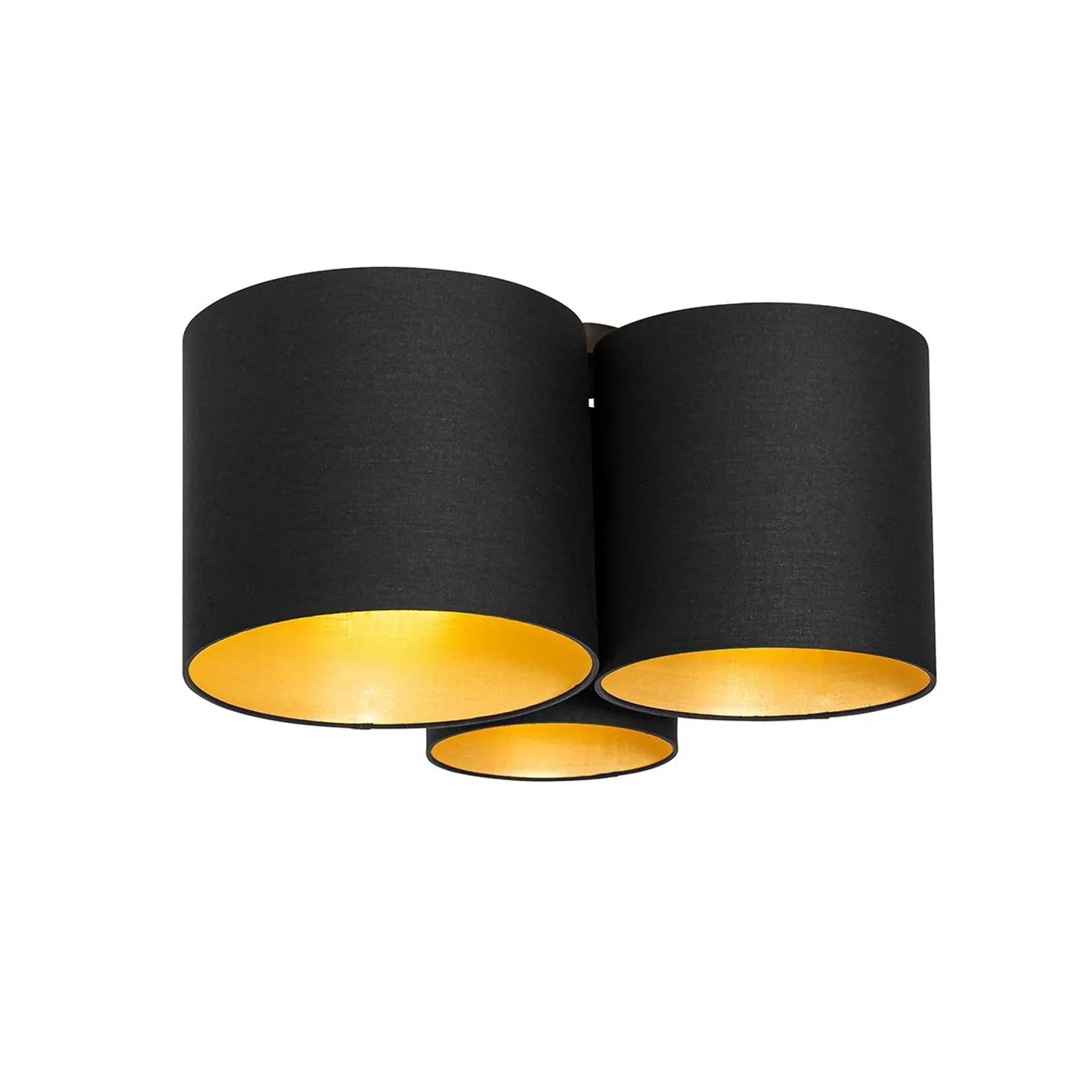 QAZQA Deckenleuchte Schwarz mit Goldener Innenausstattung 3 Flammig Multidrum