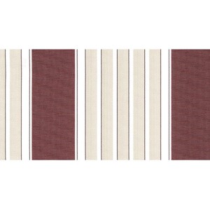 Detailansicht der rot-weiß gestreiften Kassettenmarkise VC30 von Spettmann, Markisenstoff.